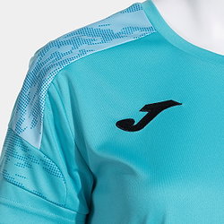 Présentation: Joma Championship VIII Maillot Manches Courtes Femmes - Turquoise Fluor / Bleu Ciel