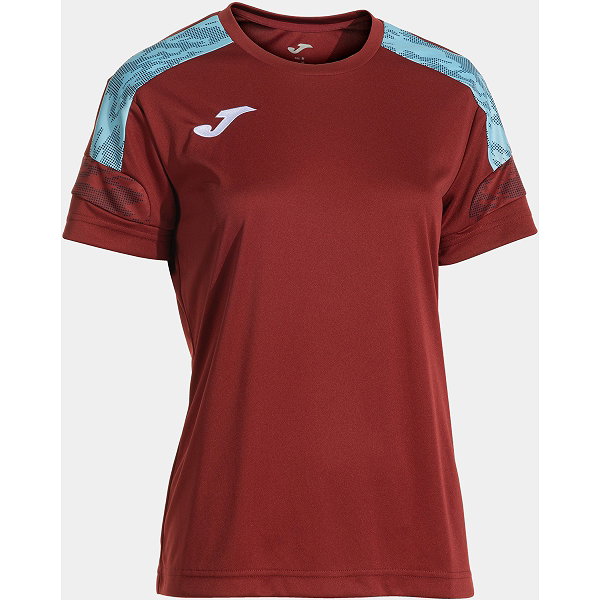Joma Championship VIII Maillot Manches Courtes Femmes - Bordeaux / Bleu Ciel
