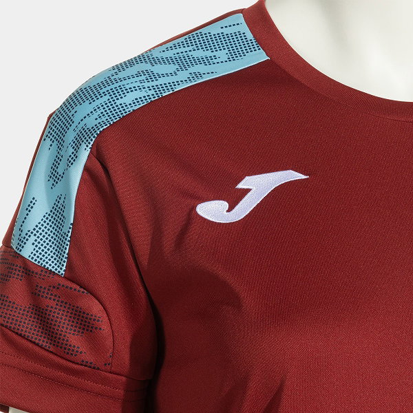 Joma Championship VIII Maillot Manches Courtes Femmes - Bordeaux / Bleu Ciel