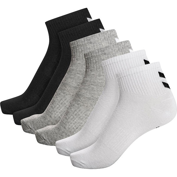 Hummel Chevron 6-Pack Mid Cut Sportsocken - Schwarz / Weiß / Grau