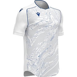 Macron Arcane Eco Maillot Manches Courtes Hommes - Blanc / Royal