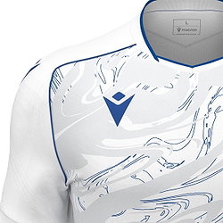 Présentation: Macron Arcane Eco Maillot Manches Courtes Hommes - Blanc / Royal