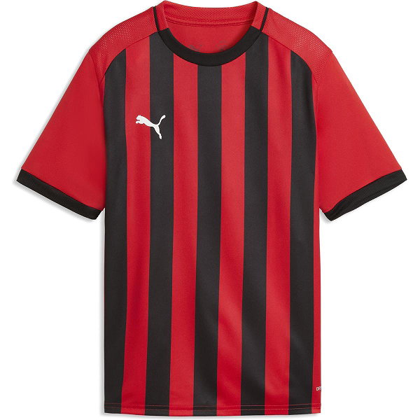 Puma Teamliga Striped Maillot Manches Courtes Enfants - Rouge / Noir