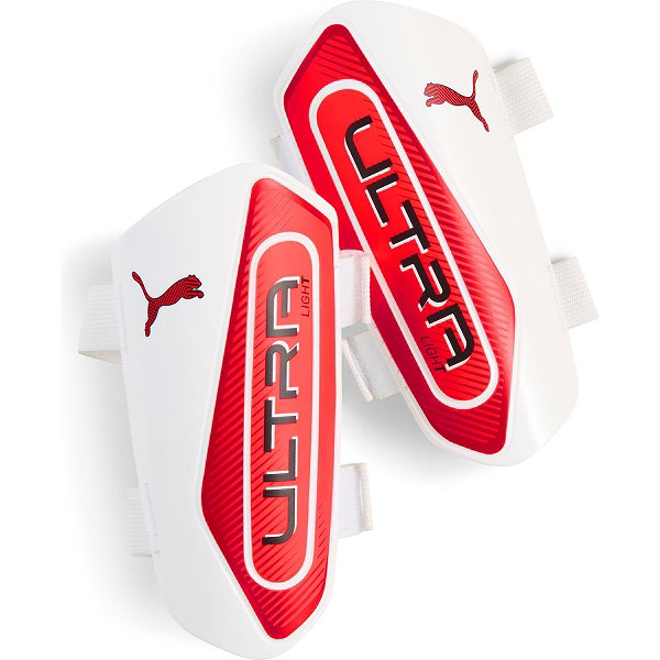 Puma Ultra Light Strap Protège-Tibias - Blanc / Rouge