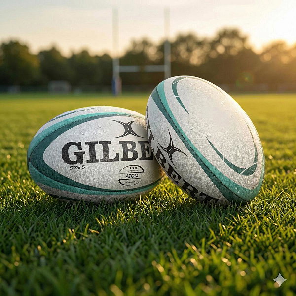 Gilbert Atom Match (Size 5) Rugbyball - Weiß / Grün