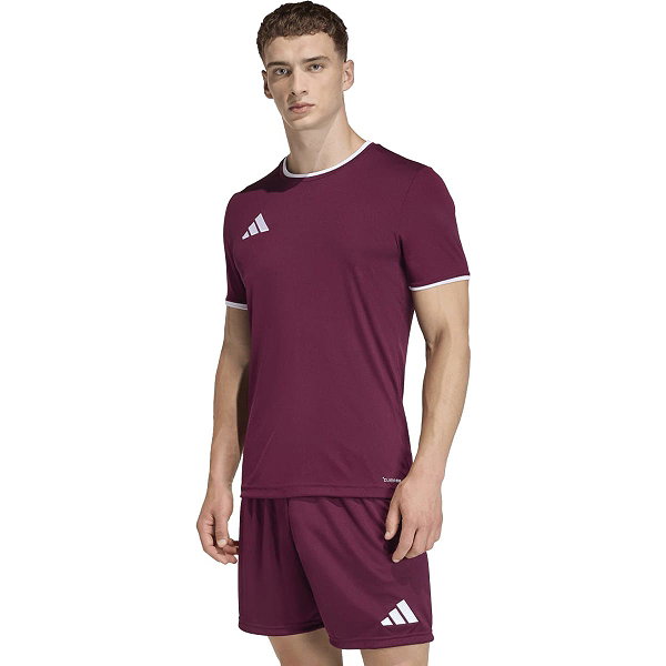 Adidas Entrada 26 Shirt Korte Mouw Heren - Bordeaux / Wit