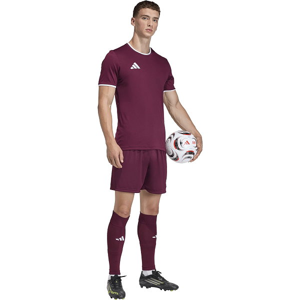 Adidas Entrada 26 Shirt Korte Mouw Heren - Bordeaux / Wit
