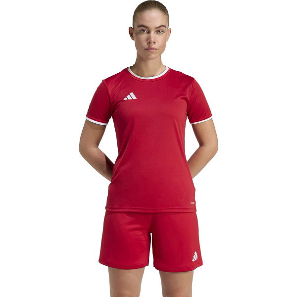 Adidas Entrada 26 Maillot Manches Courtes Femmes - Rouge / Blanc