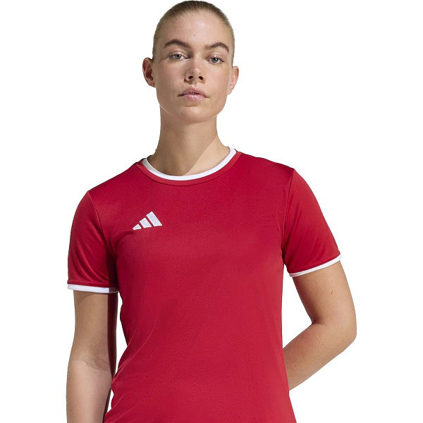 Adidas Entrada 26 Maillot Manches Courtes Femmes - Rouge / Blanc