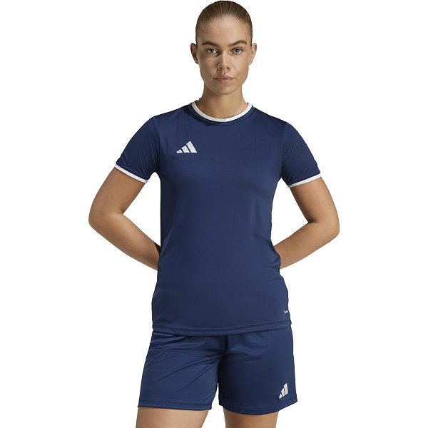 Adidas Entrada 26 Shirt Korte Mouw Dames - Marine / Wit