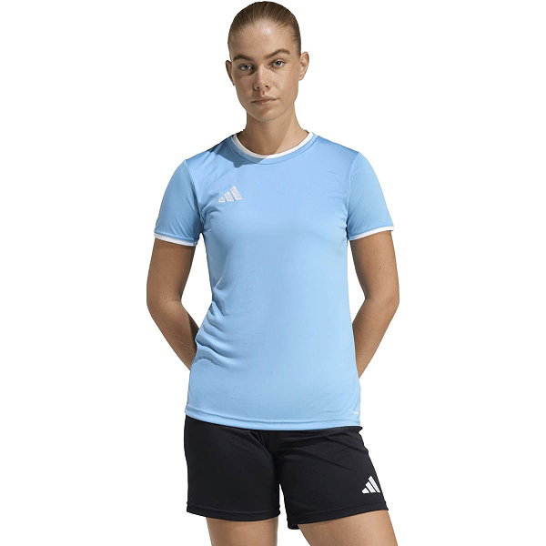 Adidas Entrada 26 Maillot Manches Courtes Femmes - Bleu Ciel / Blanc