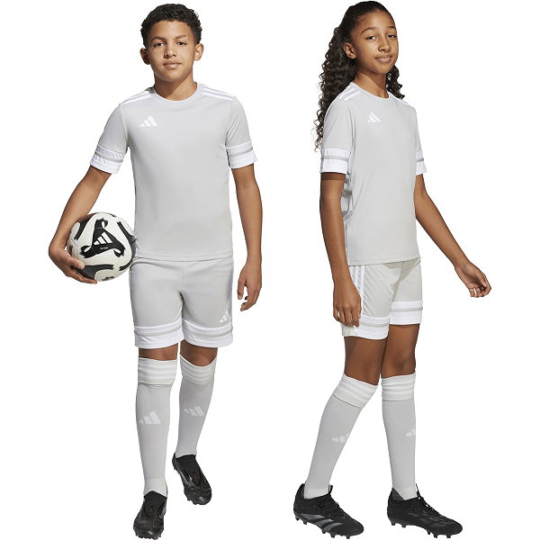 Adidas Squadra 25 Short Enfants - Gris / Blanc