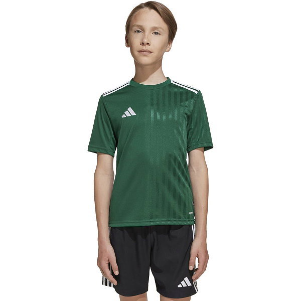 Adidas Campeon 25 Maillot Manches Courtes Enfants - Vert Foncé / Blanc