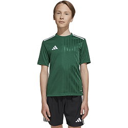 Présentation: Adidas Campeon 25 Maillot Manches Courtes Enfants - Vert Foncé / Blanc