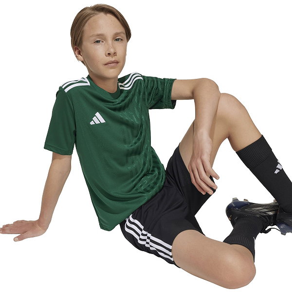 Adidas Campeon 25 Maillot Manches Courtes Enfants - Vert Foncé / Blanc
