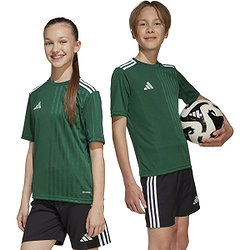 Présentation: Adidas Campeon 25 Maillot Manches Courtes Enfants - Vert Foncé / Blanc
