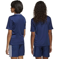 Présentation: Adidas Campeon 25 Maillot Manches Courtes Enfants - Marine / Blanc