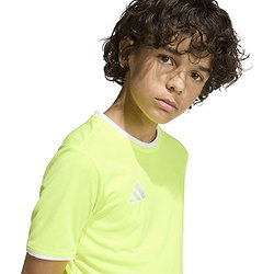 Présentation: Adidas Entrada 26 Maillot Manches Courtes Enfants - Jaune Fluo / Blanc