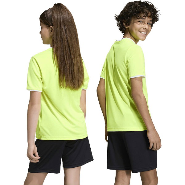 Adidas Entrada 26 Maillot Manches Courtes Enfants - Jaune Fluo / Blanc