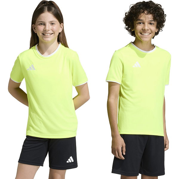 Adidas Entrada 26 Maillot Manches Courtes Enfants - Jaune Fluo / Blanc