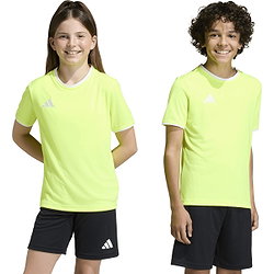Présentation: Adidas Entrada 26 Maillot Manches Courtes Enfants - Jaune Fluo / Blanc