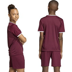 Présentation: Adidas Entrada 26 Maillot Manches Courtes Enfants - Bordeaux / Blanc