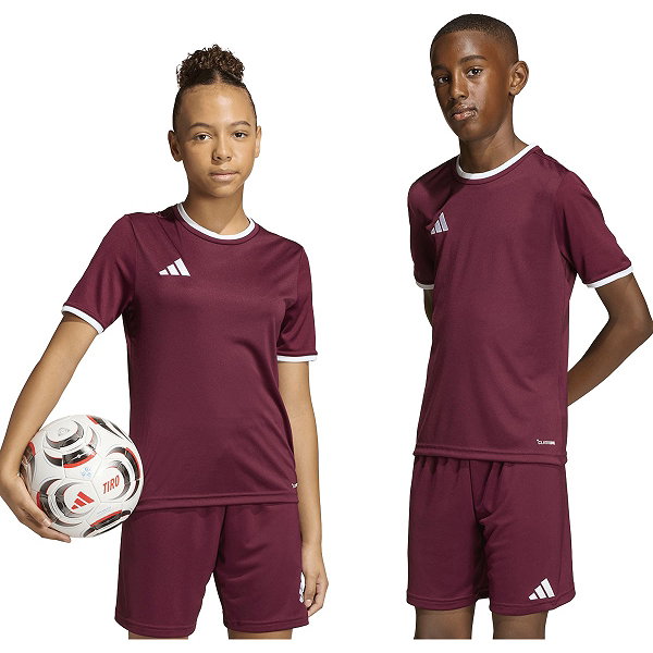 Adidas Entrada 26 Maillot Manches Courtes Enfants - Bordeaux / Blanc