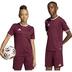 Présentation: Adidas Entrada 26 Maillot Manches Courtes Enfants - Bordeaux / Blanc