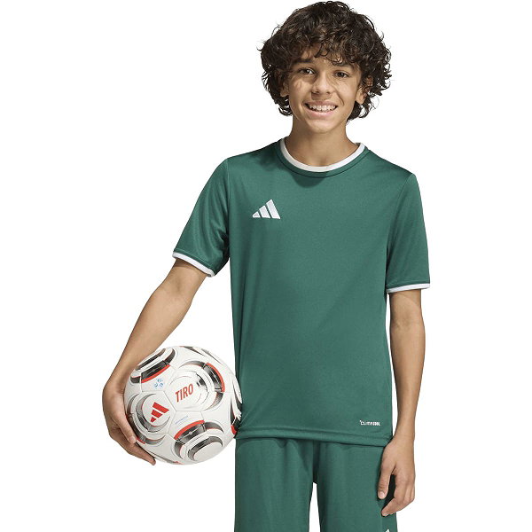 Adidas Entrada 26 Maillot Manches Courtes Enfants - Vert Foncé / Blanc