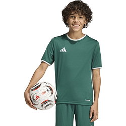 Présentation: Adidas Entrada 26 Maillot Manches Courtes Enfants - Vert Foncé / Blanc