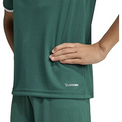 Présentation: Adidas Entrada 26 Maillot Manches Courtes Enfants - Vert Foncé / Blanc