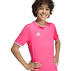 Présentation: Adidas Entrada 26 Maillot Manches Courtes Enfants - Rose / Blanc