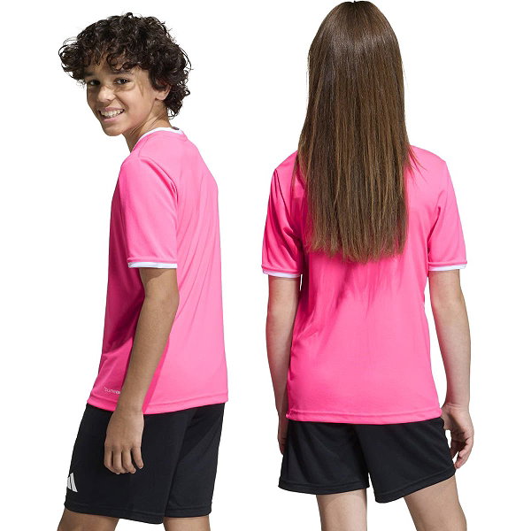 Adidas Entrada 26 Maillot Manches Courtes Enfants - Rose / Blanc