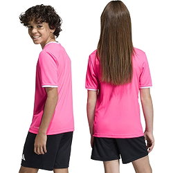 Présentation: Adidas Entrada 26 Maillot Manches Courtes Enfants - Rose / Blanc
