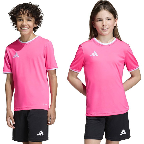 Adidas Entrada 26 Maillot Manches Courtes Enfants - Rose / Blanc
