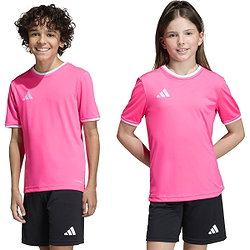 Présentation: Adidas Entrada 26 Maillot Manches Courtes Enfants - Rose / Blanc