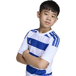 Présentation: Adidas Hooped 26 Maillot Manches Courtes Enfants - Blanc / Royal