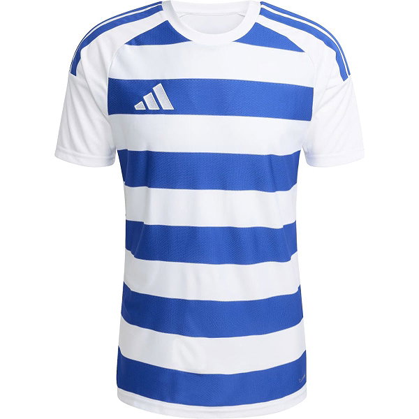 Adidas Hooped 26 Striped Maillot Manches Courtes Hommes - Blanc / Royal