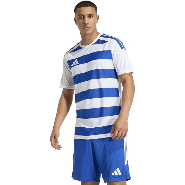 Adidas Hooped 26 Striped Maillot Manches Courtes Hommes - Blanc / Royal