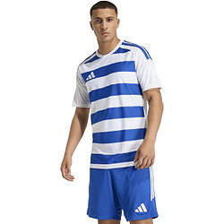 Présentation: Adidas Hooped 26 Striped Maillot Manches Courtes Hommes - Blanc / Royal