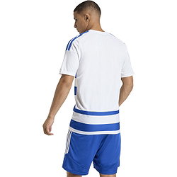 Présentation: Adidas Hooped 26 Striped Maillot Manches Courtes Hommes - Blanc / Royal