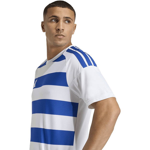 Adidas Hooped 26 Striped Maillot Manches Courtes Hommes - Blanc / Royal