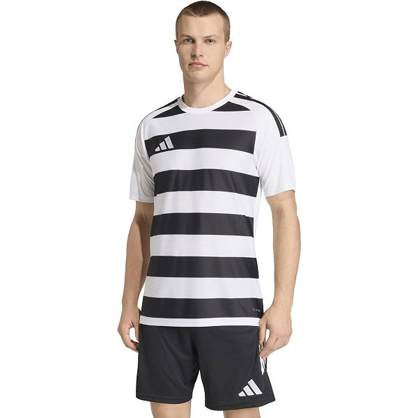 Adidas Hooped 26 Striped Maillot Manches Courtes Hommes - Blanc / Noir