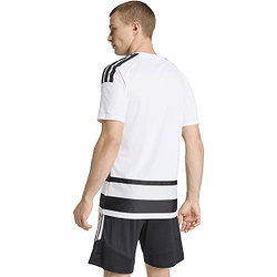 Présentation: Adidas Hooped 26 Striped Maillot Manches Courtes Hommes - Blanc / Noir