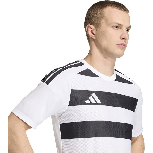Adidas Hooped 26 Striped Maillot Manches Courtes Hommes - Blanc / Noir