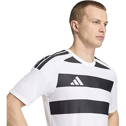 Présentation: Adidas Hooped 26 Striped Maillot Manches Courtes Hommes - Blanc / Noir