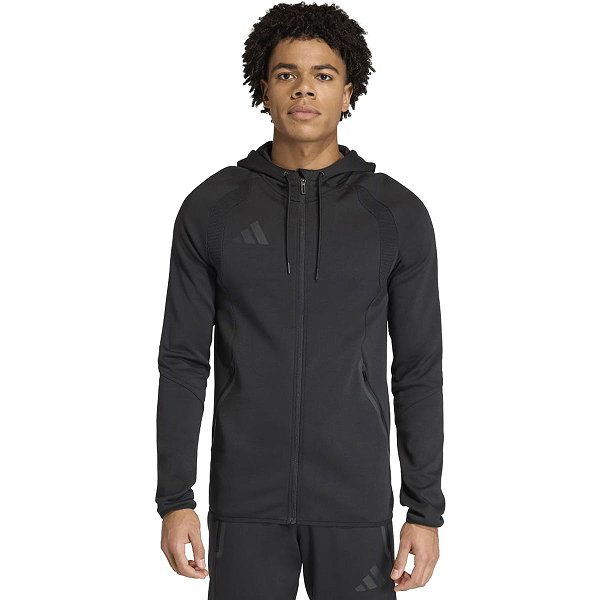 Adidas Tiro Travel Hooded Sweat Full Zip Heren - Zwart