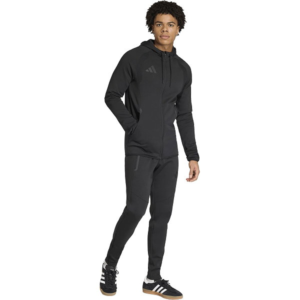 Adidas Tiro Travel Hooded Sweat Full Zip Heren - Zwart