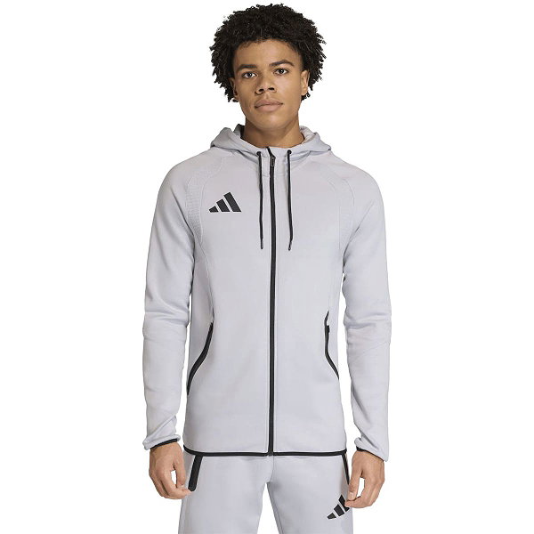 Adidas Tiro Travel Hooded Sweat Full Zip Hommes - Gris Clair