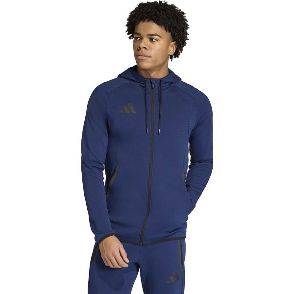 Adidas Tiro Travel Hooded Sweat Full Zip Herren - Marine
